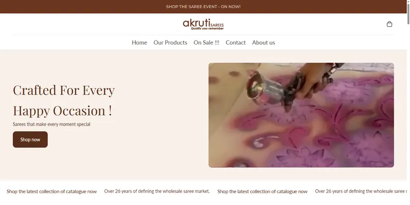 Akruti Sarees Wholesale website screenshot