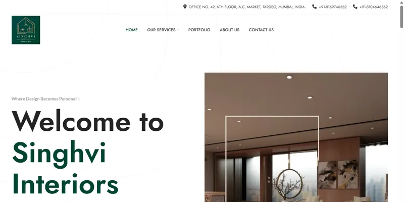 Singhvi Interiors website screenshot