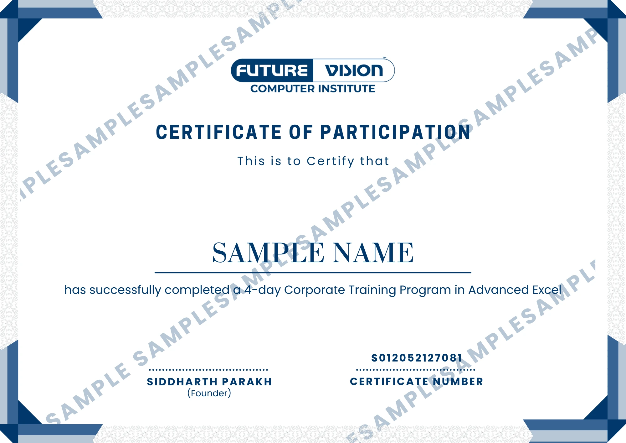 Sample Future Vision Computers Computer Basics certificate