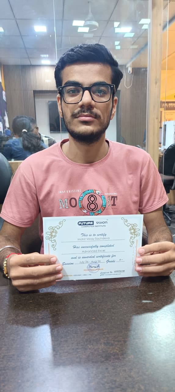 Mohit Sachdeva holding his Future Vision certificate